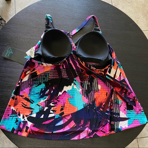 Plus Size Racerback Tankini Top MultiColor - Picture 4 of 14
